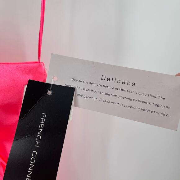 FRENCH CONNECTION Dress Size 6 Adaline Satin One Shoulder Midi Neon Pink NWT - Picture 7 of 16